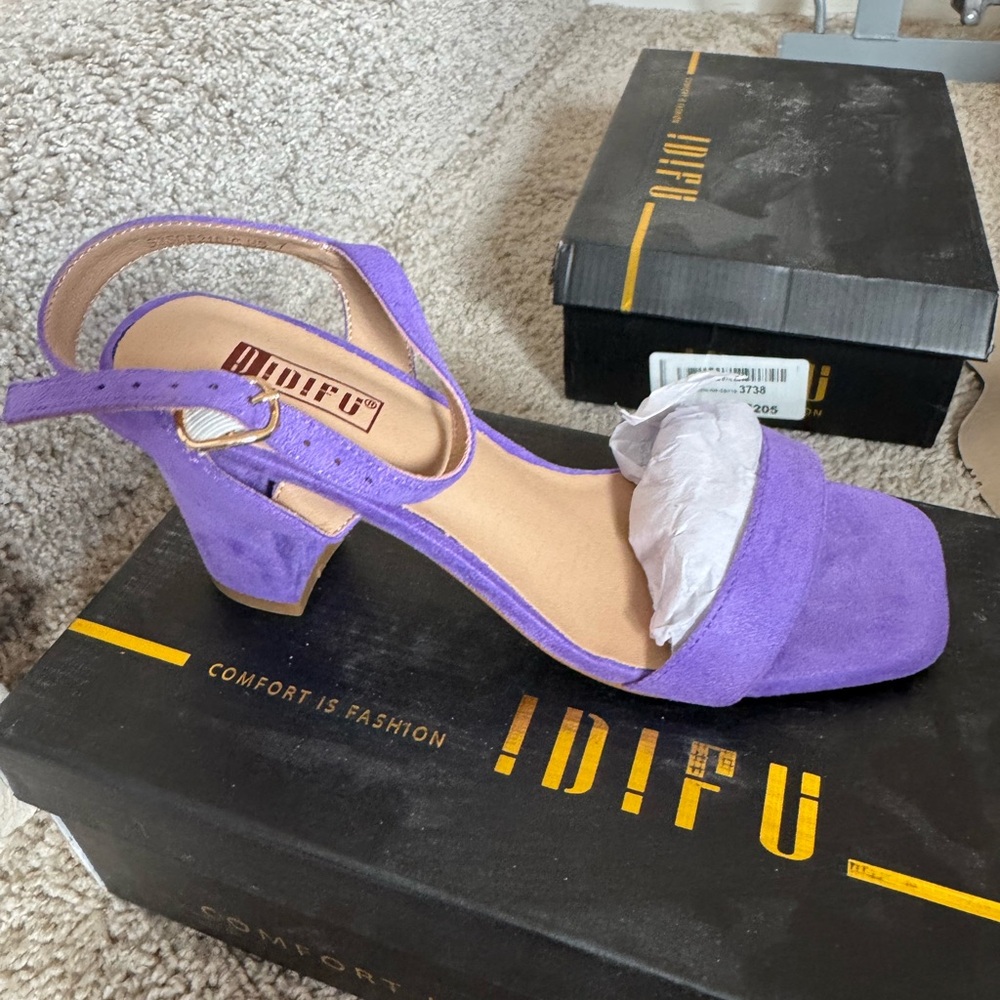 NWT IDIFU Women's Purple Block Heel Sandals